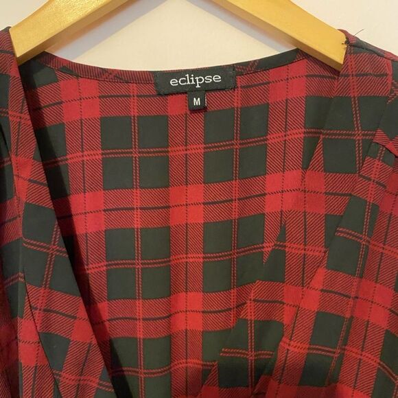 Eclipse Red and Black Plaid Mini Dress - Picture 10 of 12